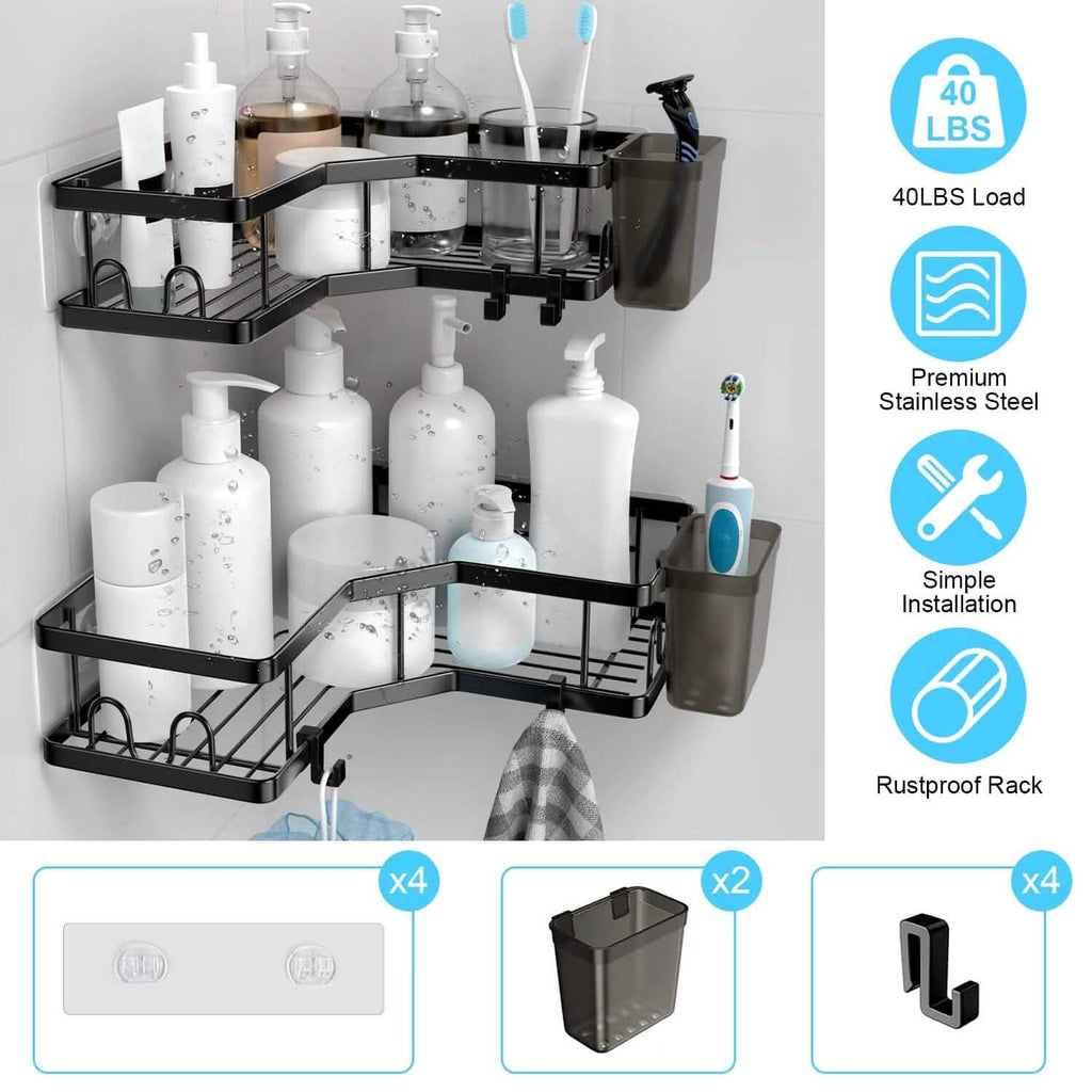 2-Pack No-Drill Corner Shower Organizer