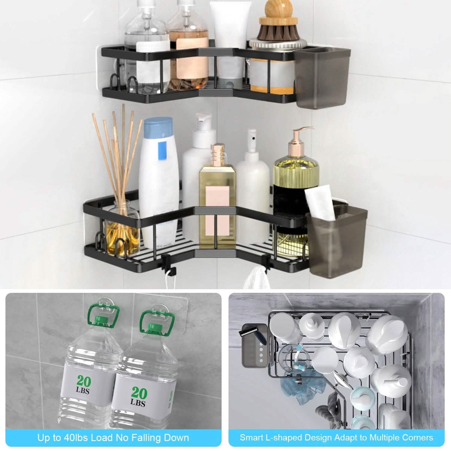 2-Pack No-Drill Corner Shower Organizer