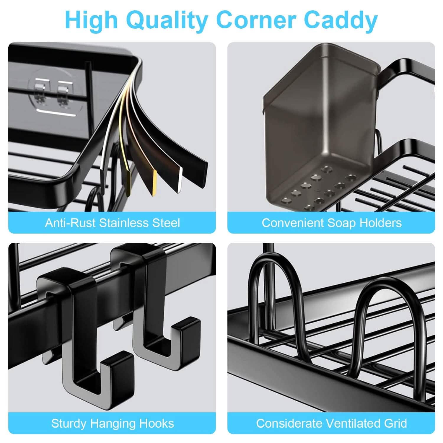 2-Pack No-Drill Corner Shower Organizer