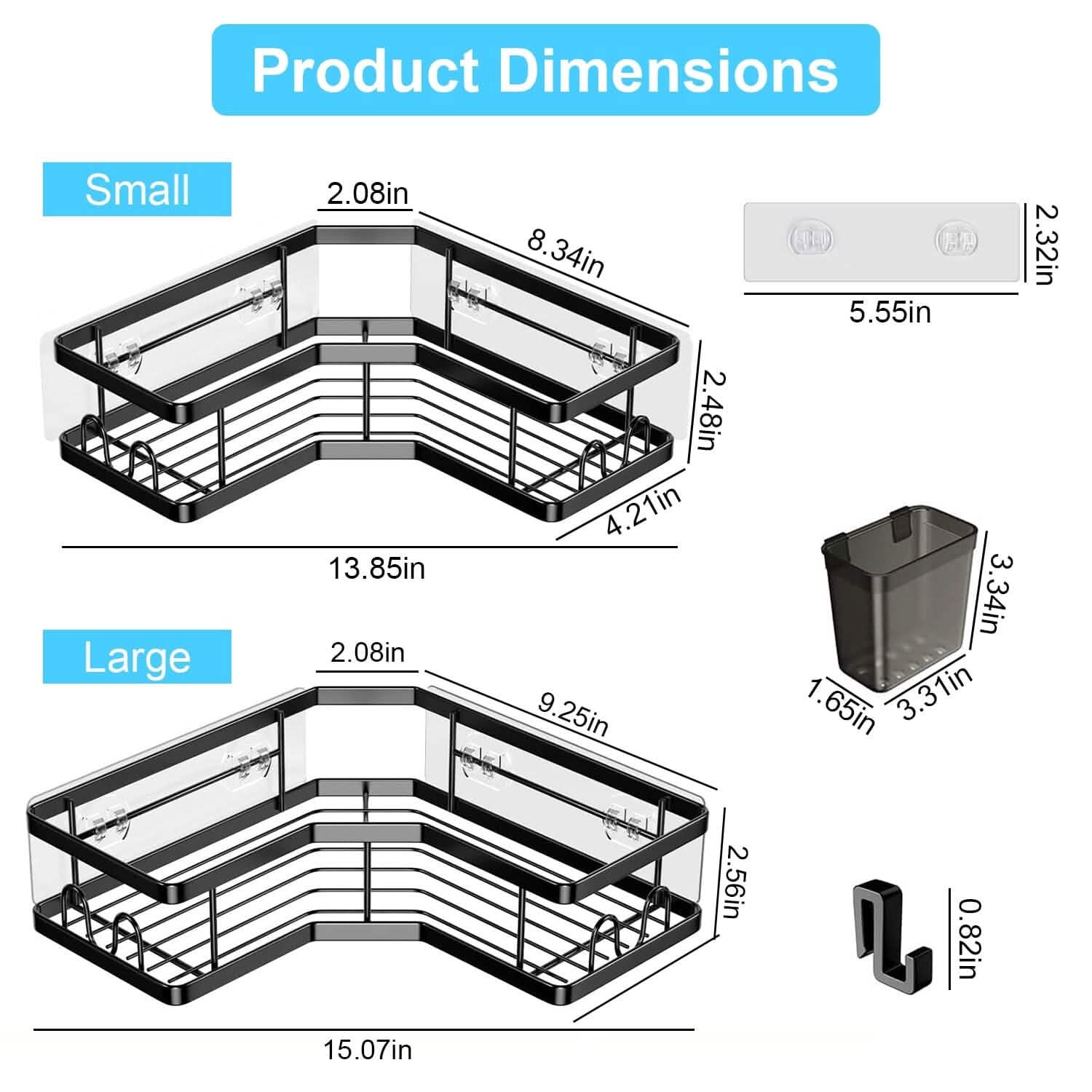 2-Pack No-Drill Corner Shower Organizer