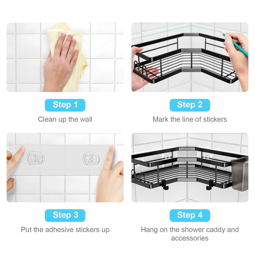 2-Pack No-Drill Corner Shower Organizer
