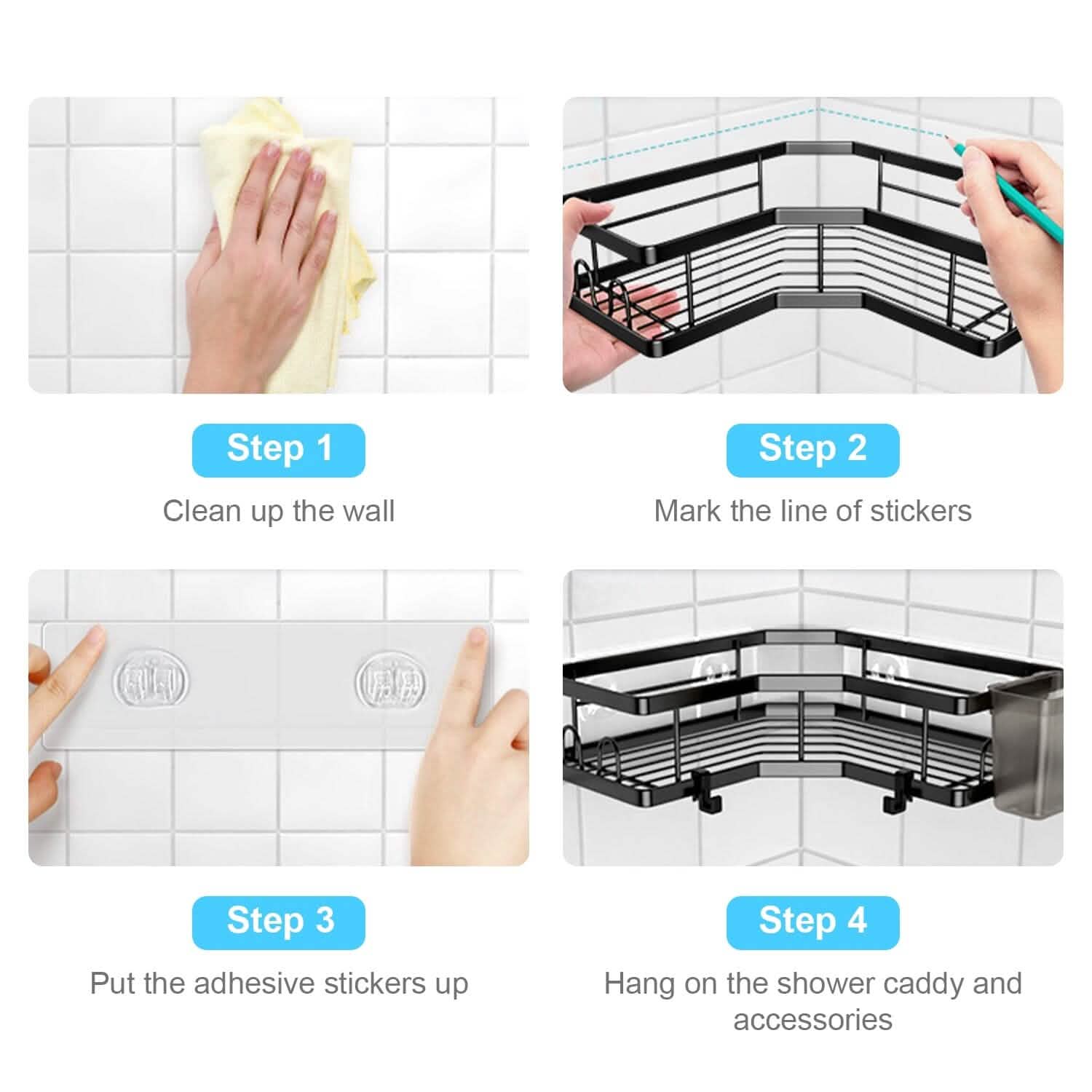 2-Pack No-Drill Corner Shower Organizer