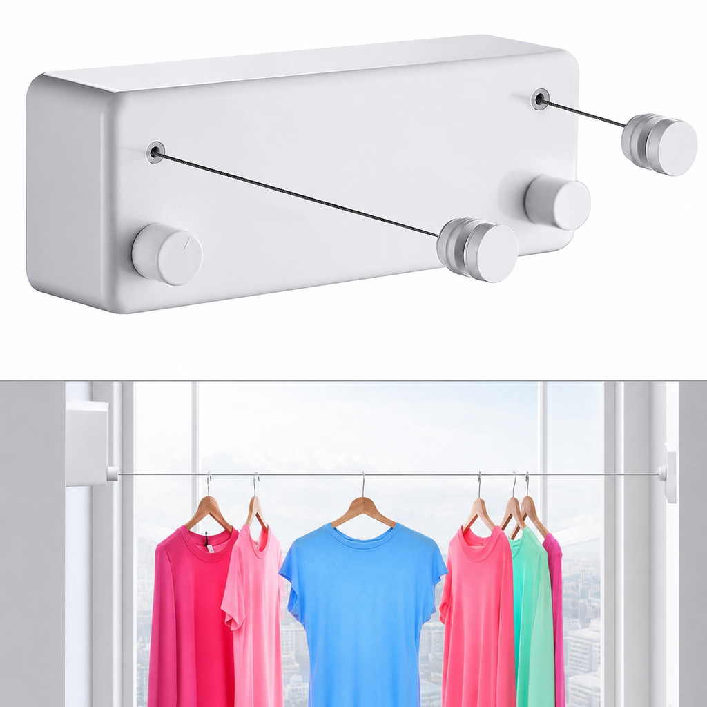 Dual Retractable Clothes Drying Rack