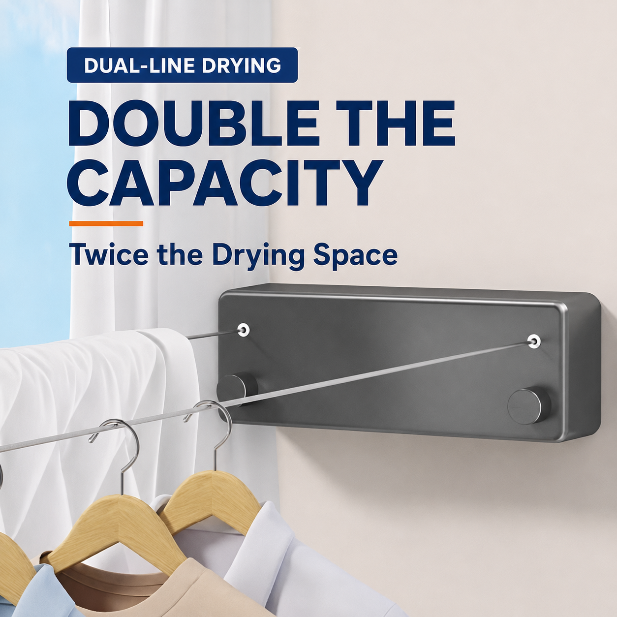 Dual Retractable Clothes Drying Rack