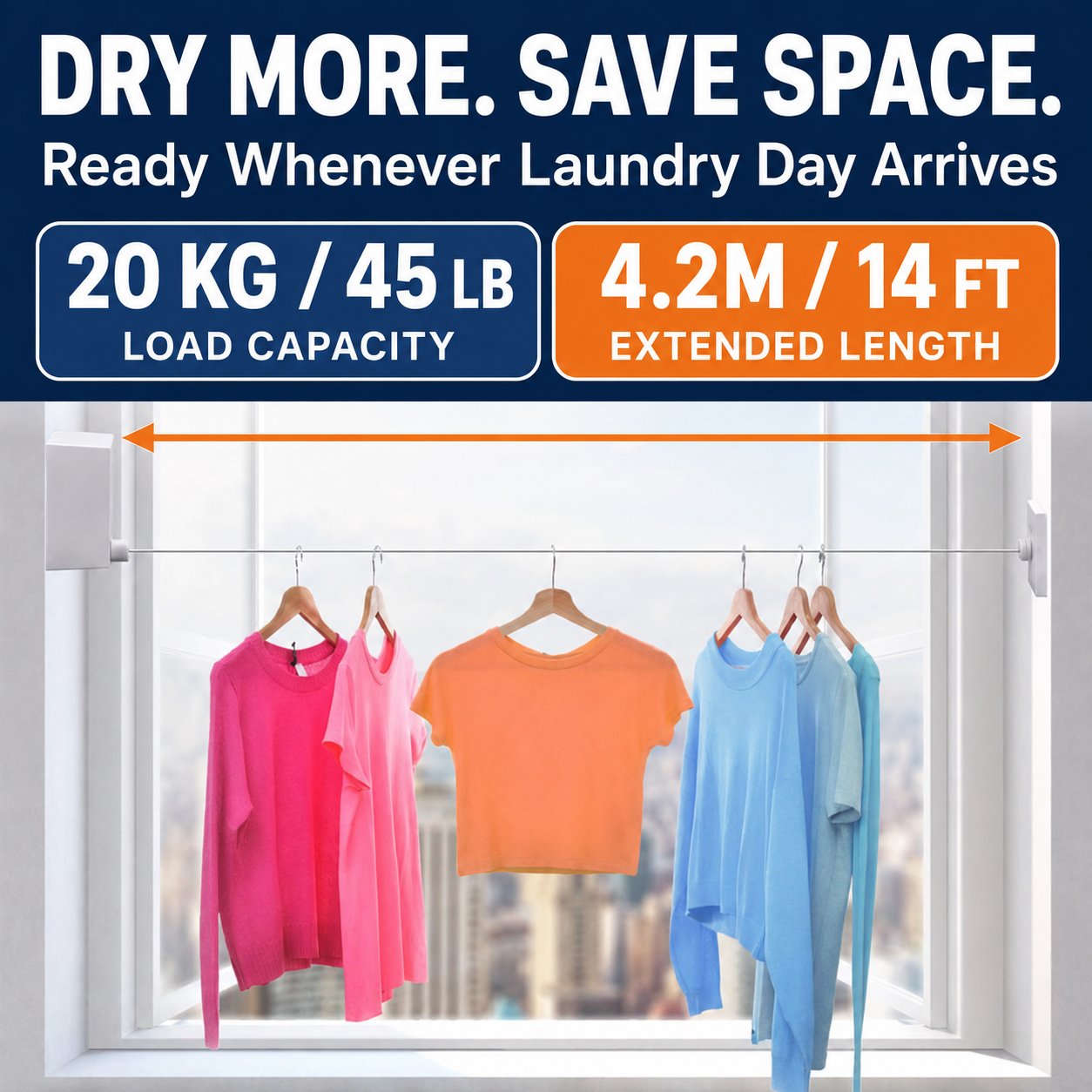 Dual Retractable Clothes Drying Rack