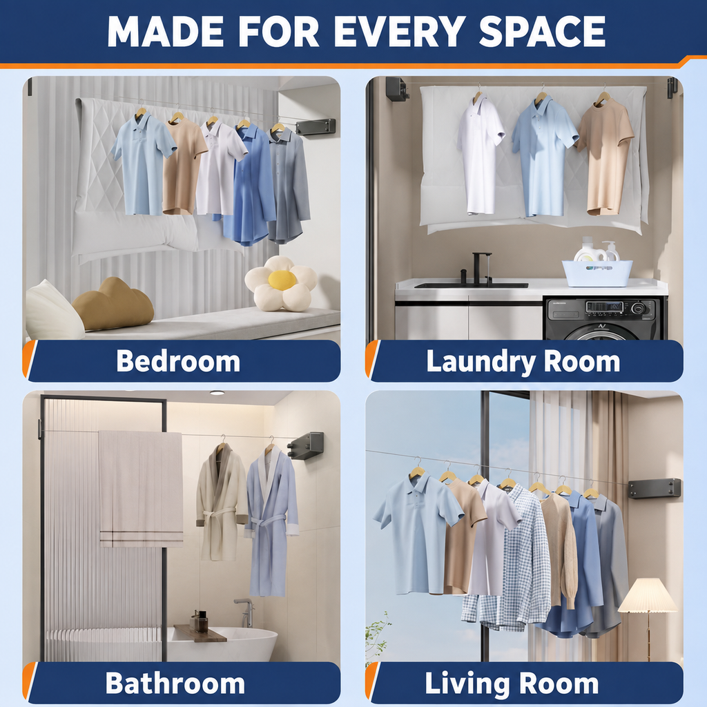 Dual Retractable Clothes Drying Rack