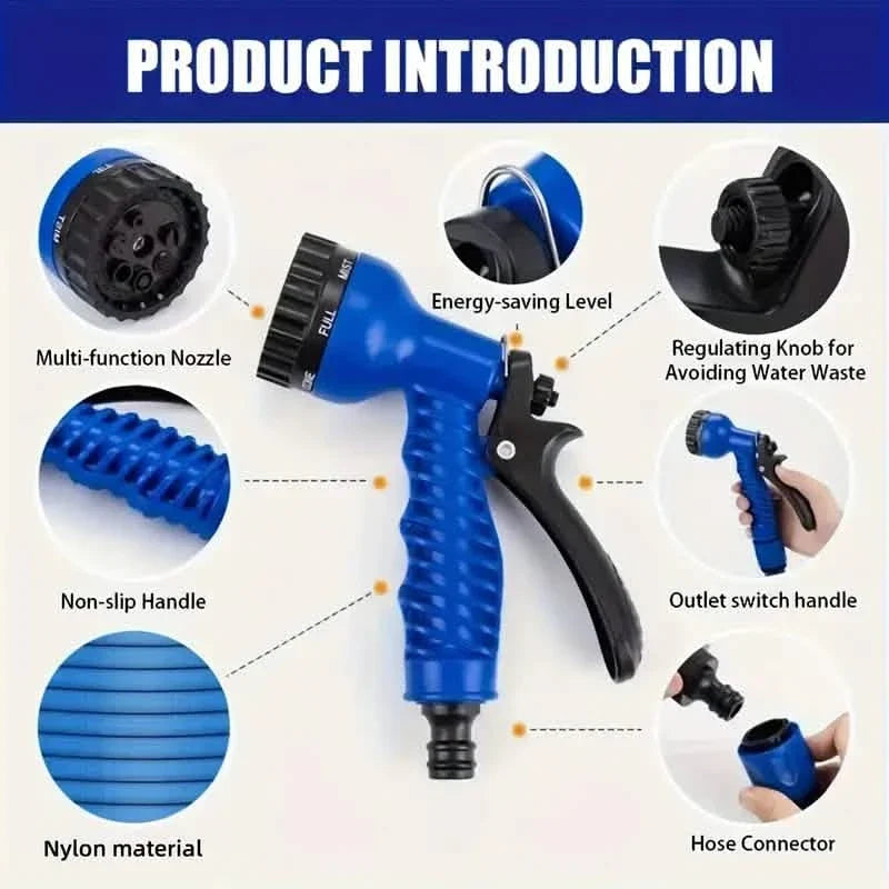 High-Pressure Expandable Garden Hose with Spray Gun