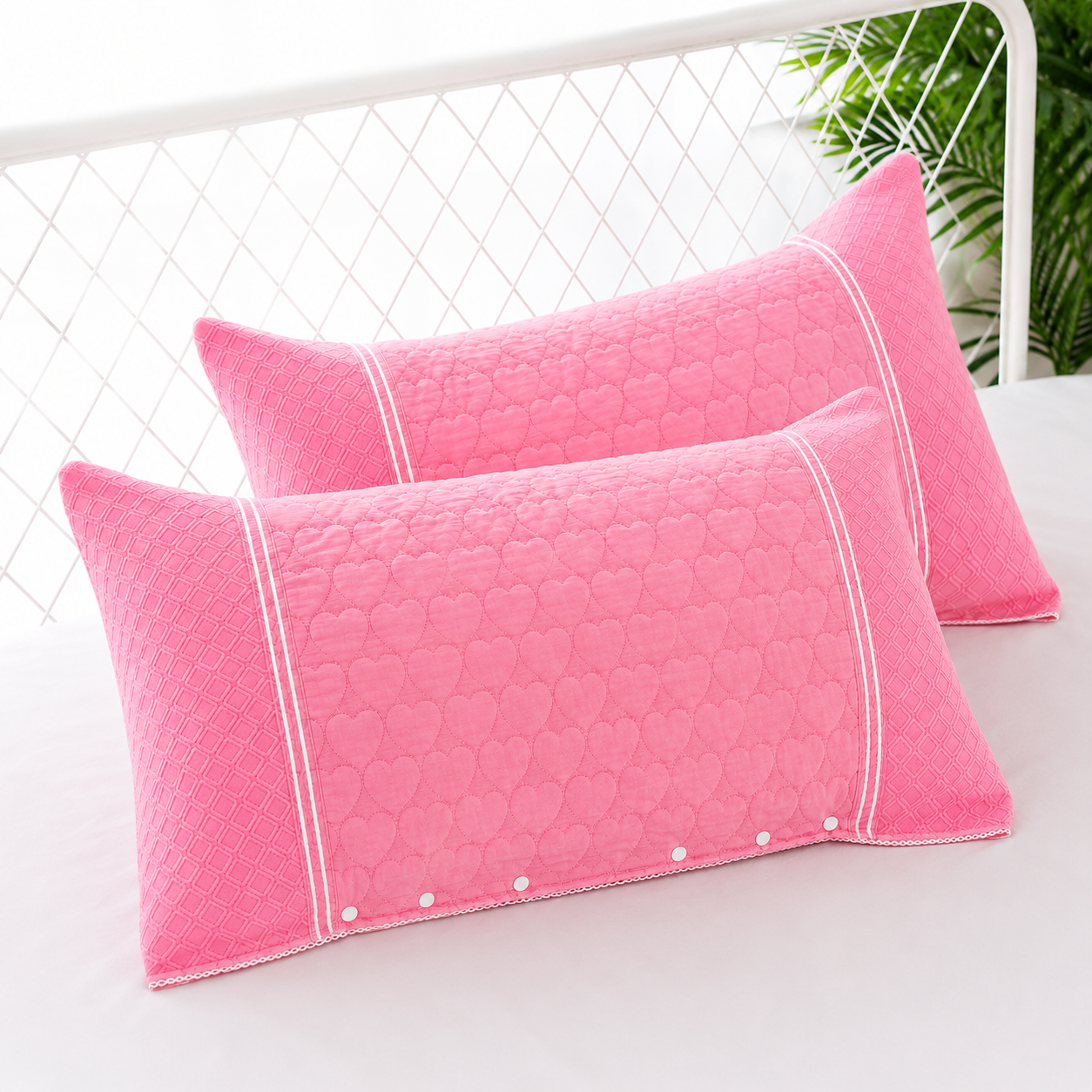 Quilted Heart Pattern Pillow Covers