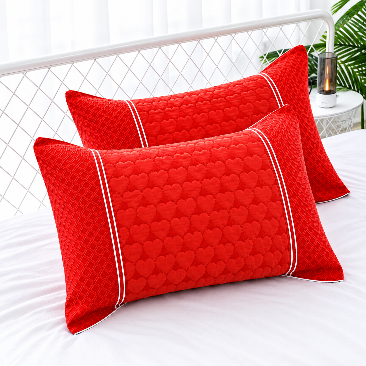 Quilted Heart Pattern Pillow Covers