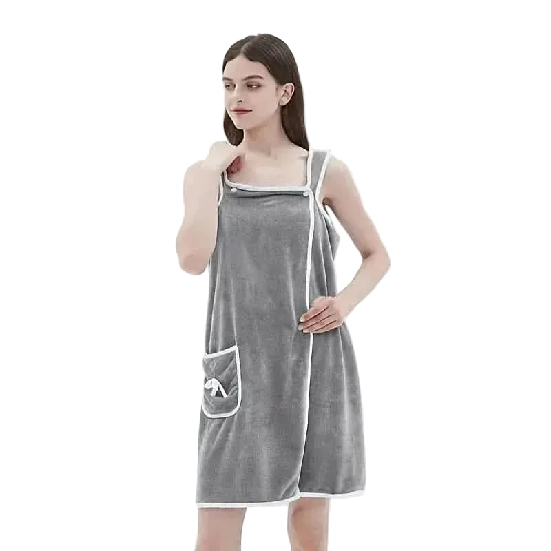 Wearable Bath Towel Wrap with Bowknot Pockets
