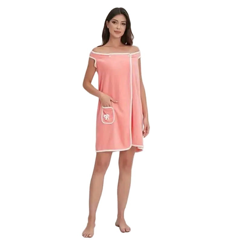 Wearable Bath Towel Wrap with Bowknot Pockets