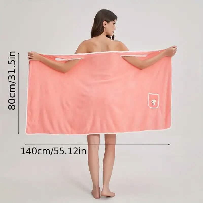 Wearable Bath Towel Wrap with Bowknot Pockets